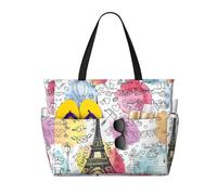 Gnbmvcc French Paris Tour Eiffel Tower - Borsa da spiaggia da donna, con cerniera, borsa da viaggio, shopping, piscina, da donna