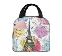 Gnbmvcc French Paris Tour Torre Eiffel Hand Held Ispessito Isolamento Bento BagInsulated Lunch Bag per il Lavoro Adulto Cool Tote Box