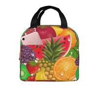 Gnbmvcc Frutta fresca succosa ananas bacche anguria uva arancia tenuta in mano ispessito isolamento bento bagInsulated Lunch Bag per il lavoro Adulto Cool Tote Box