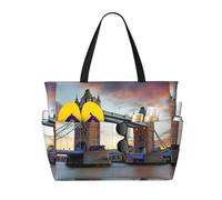 Gnbmvcc Historic Old Tower Bridge London Borsa da spiaggia oversize da donna, borsa da spiaggia con cerniera, borsa da viaggio, shopping, viaggi, piscina