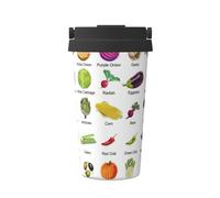 Gnbmvcc Introduzione di varie verdure Car Travel Cup, tazza di caffè isolata con coperchio a prova di perdita-viaggio-tazza di caffè dell'automobile-tazza dell'acciaio inossidabile