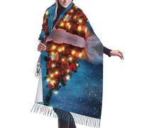 Gnbmvcc Sciarpa calda da donna alla moda con albero di Natale in autunno e inverno, scialli extra large per molte occasioni.
