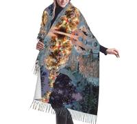 Gnbmvcc Sciarpa calda da donna con albero di Natale e neve, alla moda in autunno e inverno, scialli extra large per molte occasioni.