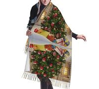 Gnbmvcc Sciarpa calda da donna con albero di Natale in autunno e inverno, scialli extra large per molte occasioni.