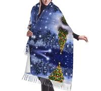 Gnbmvcc Sciarpa calda da donna con albero di Natale invernale in autunno e inverno, scialli extra large per molte occasioni.