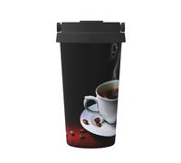 Gnbmvcc Tazza da viaggio per auto con chicchi di caffè, tazza da caffè isolata con coperchio a prova di perdite, tazza da caffè da viaggio in acciaio inox