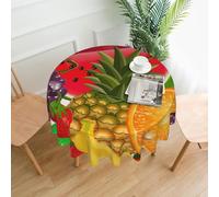 Gnbmvcc Tovaglia rotonda in poliestere con frutta fresca succosa ananas bacche anguria uva arancione - 152 cm Ch tovaglia circolare resistente alle macchie e alle pieghe lavabile