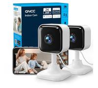 GNCC 2K 3MP Telecamera WIFI Interno Supporta 2.4G/5G WiFi, Videocamera Sorveglianza Interno Wifi, Mini Camera, Visione Notturna a Infrarossi, Rilevamento del Movimento e Citofono Bidirezionale, Kit 2