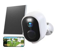 GNCC 2K Telecamera Wi-Fi Esterno Batteria Senza Fili Con Solare Pannello, Videocamera Esterno con Visione Notturna a Colori, Audio Bidirezionale, Allarmi PIR, Funziona con Alexa, 2.4G/5GHz WiFi, IP65