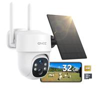 GNCC 4G Telecamera Esterno con SIM e pannello solare, 2K Telecamere Senza Fili con 8400mAh Batterie e SD Card, Rilevamento del Movimento, Audio Bidirezionale, Visione Notturna a Colori, IP66, 355°/90°