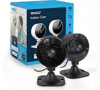 GNCC GC3 Kit 2 Telecamera WiFi Interno Fisso, Solo WiFi a 2,4 GHz, Videocamera Sorveglianza 1080P per Bambini/Animali, Installazione Facile, Cloud e Micro SD, Abbonamento Richiesto, Plug-in, Nero
