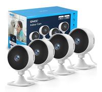 GNCC GC3 Kit 4 Telecamere WiFi Interno, Videocamera Sorveglianza 1080P per Casa/Bambini/Animali, Obiettivo Fisso, Notifiche APP, Cloud e Micro SD, Abbonamento Richiesto, Installazione Facile, 2.4GHz