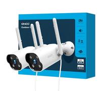 GNCC GT1PRO Kit 2 Telecamere Wi-Fi Esterno 2K, Fisso Videocamera Sorveglianza, IP65, Rilevamento Movimento, Notifiche APP, 24/7, Solo WiFi a 2,4 GHz, Abbonamento Cloud Richiesto, Plug-in