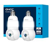 GNCC Kit 2 Telecamere Lampadina WiFi Esterno 2K, per E26/E27, Visione Notturna a Colori, Solo WiFi a 2,4 GHz, Rilevamento Umano e Tracciamento, Notifiche Instant, Abbonamento Cloud Richiesto, GL1