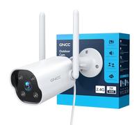GNCC Telecamera WiFi Esterno Fisso, 2K Videocamera Sorveglianza con Rilevamento AI, Impermeabile IP65, Visione Notturna 15m, Audio Bidirezionale, Sirena, 24/7, 2.4G, Compatibile con Alexa e Google
