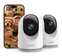GNCC Telecamera WiFi Interno 2K(3MP)(2-Pack), Videocamera Sorveglianza Interno, Audio Bidirezionale, Visione Notturna, Notifica Immediata e Rilevamento del Movimento, 360°, Compatibile con Alexa(2,4G)