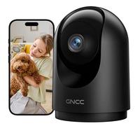 GNCC Telecamera WiFi Interno 2K, Videocamera Sorveglianza, Visione Notturna, 360°, Audio Bidirezionale, Rilevamento di Movimento e Notifiche, Telecamere Cani/Bambini, Nero, 2.4GHz Wi-Fi