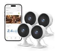 GNCC Telecamere WiFi Interno 4 Pezzi, 1080P Videocamera Sorveglianza, Visione Notturna, PIR Rilevamento del Movimento, Audio Bidirezionale, Abbonamento Cloud/SD, Compatibile con Alexa, 2,4 GHz Wi-Fi