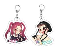 GNHG 2 pezzi K-Pop D-emon H-unters portachiavi, k-po-p devil hu-nters, Hu-ntrx/X figura anime portachiavi commemorativo, ciondolo zaino per ragazzi e ragazze, acrilico accessori regalo(A)