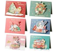 GNHG 6 Pezzi 3D Cartoline Di Natale Con Buste,Cartoline Di Natale Vintage,Biglietti Auguri 3D Pop-Up Christmas Cards Colorato Set Xmas Regalo Per Bambini Amici Famiglia