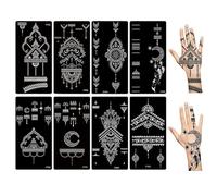 GNHG 8 Pezzi Stencil Per Tatuaggi,Per Tatuaggi Temporanei,Riutilizzabili,Per Donne,Ragazze,Ragazzi,Per Il Viso（B）