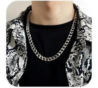 GNHG Collana Uomo Argento Oro Collana Croce 316L Acciaio Inossidabile Catena Cubana Serpente Catena Doppia Catena Regalo Uomo Ragazzo