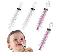 GNHG Siringa per Lavaggi Nasali Bambini 10 ml,4 Pezzi Irrigazione Nasale Riutilizzabile Portatile Aspiratore Nasale con Punta in Silicone Morbido,Sicuro e Confortevole(Trasparente e Rosa)