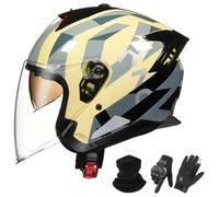 GNIUBBDB Casco Moto Jet con Luce di Segnalazione Rossa, omologato ECE 22.06 H,54-62cm