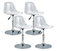 GNIUBBDB Sgabello da Bar, sgabelli da banco girevoli con Schienale, Sgabello da Bar Regolabile Trasparente, sgabelli da Bar Moderni per la Colazione in Cucina Breve,Set di 4