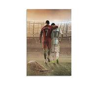 GNKIO Lionel Messi and Ronaldo Competition - Poster ispirazionale, su tela e da parete, in bianco e nero, 30 x 45 cm
