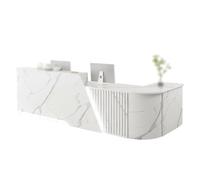 GNNymphyte Banco Reception A L Con Ripiano Per Tastiera, Cassetto Con Serratura, Luce LED, Griglia In Legno Massello, Adatto Per Negozi Di Abbigliamento, Hall(White,LEFT_120X60X100CM)