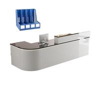 GNNymphyte Banco Reception, Foro Passacavi, Strisce Luminose A LED, Assi Di Legno Ispessite E Cassetto Con Serratura, Per Reception, Cassiere, Servizio Clienti(B,LEFT_160X60X100CM)