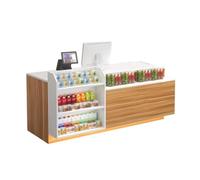 GNNymphyte Banco Reception Moderno, Ampio Spazio Di Archiviazione, Cassetto Con Serratura E Vassoio Per Tastiera, Adatto Per Minimarket, Supermercati E Cinema(Brown,RIGHT_180X60X90CM)