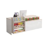 GNNymphyte Banco Reception Moderno, Ampio Spazio Di Archiviazione, Cassetto Con Serratura E Vassoio Per Tastiera, Adatto Per Minimarket, Supermercati E Cinema(Blue,RIGHT_180X60X90CM)