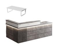 GNNymphyte Banco Reception Moderno, Luci A LED, Vassoio Per Tastiera E Ampio Spazio Di Archiviazione, Adatto Per Hotel, Saloni Di Bellezza, Hall(Gray,RIGHT_160X60X100CM)