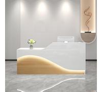 GNNymphyte Banco Reception, Strisce Luminose A LED, Spazio Di Archiviazione, Foro Per Cavi E Cassetti Con Serratura, Per Edifici Per Uffici, Istituti Di Formazione(A,Right,140x60x100cm)