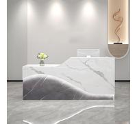 GNNymphyte Banco Reception, Strisce Luminose A LED, Spazio Di Archiviazione, Foro Per Cavi E Cassetti Con Serratura, Per Edifici Per Uffici, Istituti Di Formazione(B,Left,200x60x100cm)