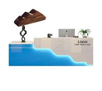 GNNymphyte Bancone Reception Curvo, Foro Passacavi, Scrivania Allargata E Cassetti Con Serratura, Bancone Di Benvenuto Per Ufficio, Hall, Salone, Negozio(C,LEFT_150X60X100CM)