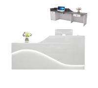 GNNymphyte Cassetto con serratura e strisce di luce a LED, scrivania larga, striscia luminosa a LED, con foro per cavo, per reception da ufficio, cassettiera, destra, 140 x 60 x 100 cm)