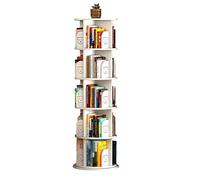 GNNymphyte Libreria girevole a 5 ripiani per bambini, libreria girevole, porta giocattoli in piedi, salvaspazio, libreria semplice per studenti(White)