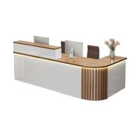 GNNymphyte Moderna Reception A Forma Di L, Cassetto Con Serratura, Luce LED, Griglia In Legno Massello, Adatta Per Negozi Di Abbigliamento, Hall(Brown,RIGHT_200X60X100CM)