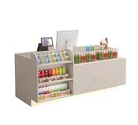 GNNymphyte Moderna Scrivania Da Reception A Forma Di L, Cassetto Con Serratura E Vassoio Per Tastiera, Adatta Per Minimarket, Supermercati E Cinema(Gray,LEFT_150X60X90CM)