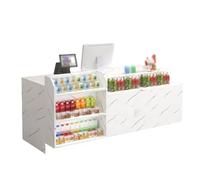 GNNymphyte Moderna Scrivania Da Reception A Forma Di L, Cassetto Con Serratura E Vassoio Per Tastiera, Adatta Per Minimarket, Supermercati E Cinema(White,RIGHT_160X60X90CM)