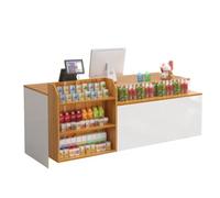 GNNymphyte Moderna Scrivania Da Reception A Forma Di L, Cassetto Con Serratura E Vassoio Per Tastiera, Adatta Per Minimarket, Supermercati E Cinema(Brown,LEFT_150X60X90CM)