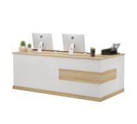 GNNymphyte Scrivania，Banco Reception,Ampio Spazio Di Archiviazione Con Cassetti Chiudibili A Chiave,Adatto Per Hotel,Uffici Commerciali,Luoghi Per Eventi E Riunioni(White,LEFT_180X60X80CM)