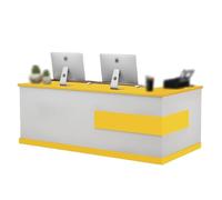 GNNymphyte Scrivania，Banco Reception,Ampio Spazio Di Archiviazione Con Cassetti Chiudibili A Chiave,Adatto Per Hotel,Uffici Commerciali,Luoghi Per Eventi E Riunioni(Yellow,LEFT_220X60X80CM)