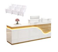GNNymphyte Tavolo da ricevimento moderno, lampada a LED, scrivania per reception con vassoio per tastiera, per azienda, centro vendite, hotel (C, sinistra, 180 x 60 x 100 cm)