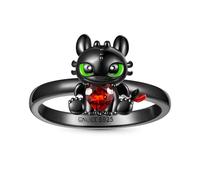 GNOCE Anello How to Train Your Dragon Sdentato abbracciato Anello cuore argento 925 nero Anello cuore pietra ceca Anello regalo per donna donna con scatola gioielli per San Valentino (6)
