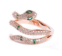 GNOCE Anello Serpente Argento 925 Creativo Vita Forza Moda Verde Anelli Serpente Oro Rosa 18 Carati con Cubic Zirconia Accessori Gioielli per Donne Ragazze (5)