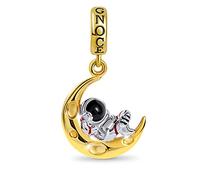 GNOCE Astronaut On The Moon Pendente Con Ciondoli In Argento Sterling Placcato In Oro 18 Carati Ciondola Perline Bracciale/Collana Con Ciondoli Per Donne Ragazze Figlia